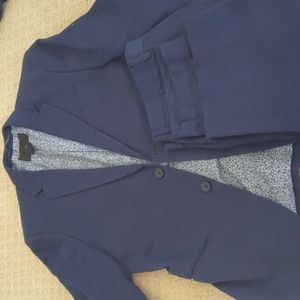 H&M Navy Slim Fit Suit 38 Jacket pants 33 linen